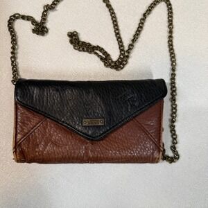 Vans Vintage Black Brown Leather Envelope Chain Crossbody